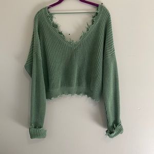 Cropped knitted sweater